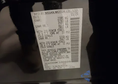 2021 Nissan Murano S Intelligent Awd from USA, damaged, VIN 5N1AZ2AS6MC100609